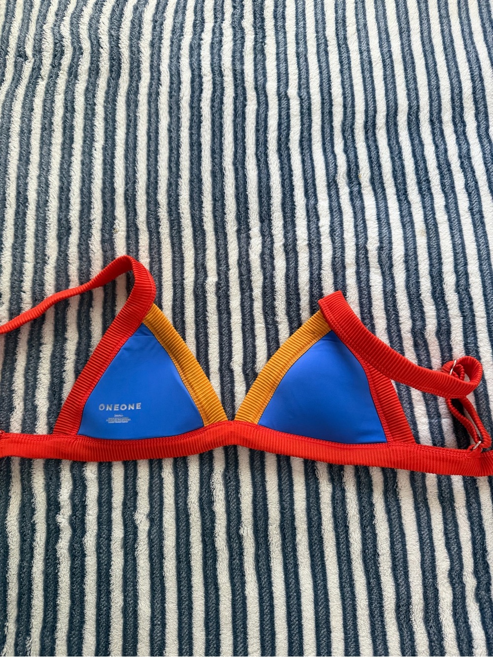 OneOne Colorblock Blue, Red & Orange Ribbed Bikini Set - Picture 5 of 5
